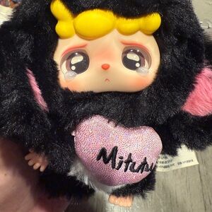 Cute Black Plush Toy with Pink Heart